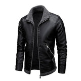 Elegante Leren Jas met Fleece