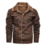 Elegante Warme Leren Jas met Fleece