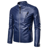 Elegante Leren Jas met Staande Kraag