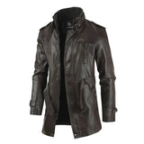 Elegante Lange Leren Motorjas