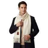 Herensjaal Marais van kasjmier en merino – Wit