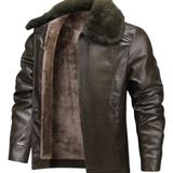 Leren jack met fleece