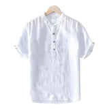 Korte mouwen shirt van katoen en linnen