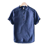 Korte mouwen shirt van katoen en linnen