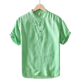 Korte mouwen shirt van katoen en linnen